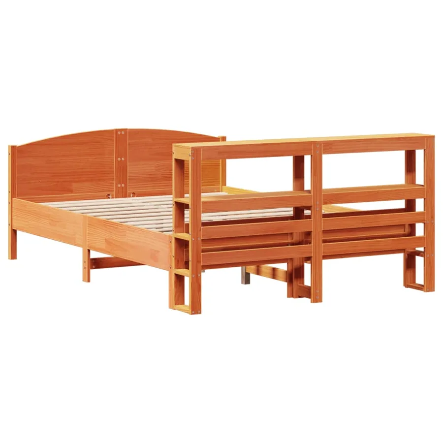 Cadre de lit sans matelas cire marron 120x190cm bois pin massif - 6