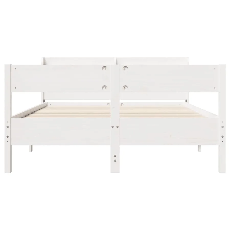 Cadre de lit sans matelas blanc 135x190 cm bois de pin massif - 4