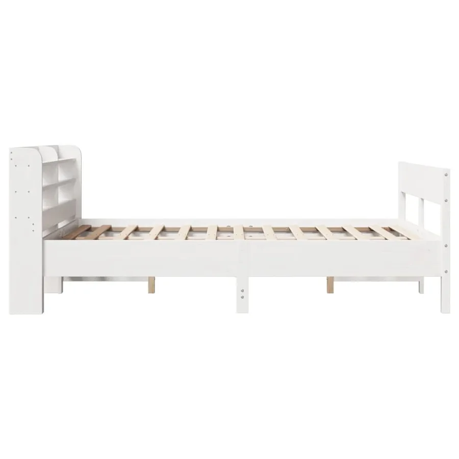 Cadre de lit sans matelas blanc 135x190 cm bois de pin massif - 5
