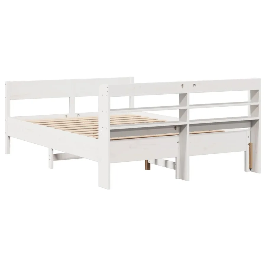 Cadre de lit sans matelas blanc 135x190 cm bois de pin massif - 6