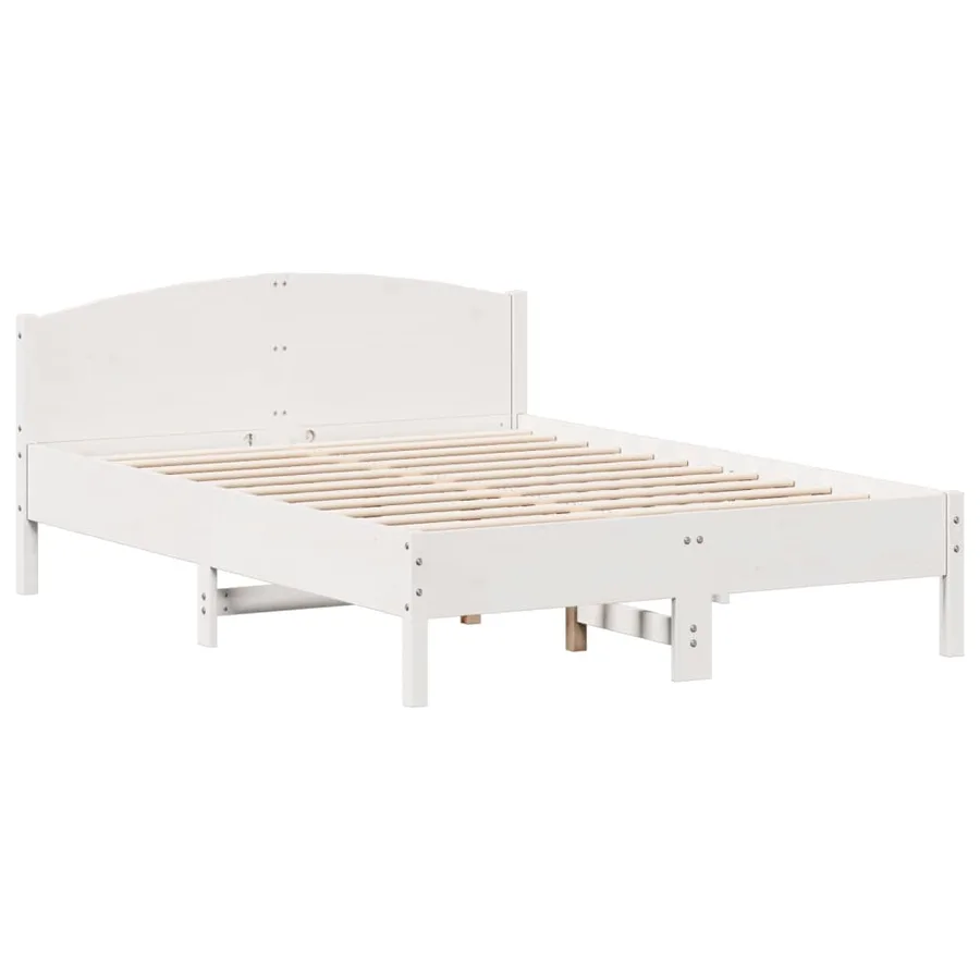 Cadre de lit sans matelas blanc 135x190 cm bois de pin massif - 7