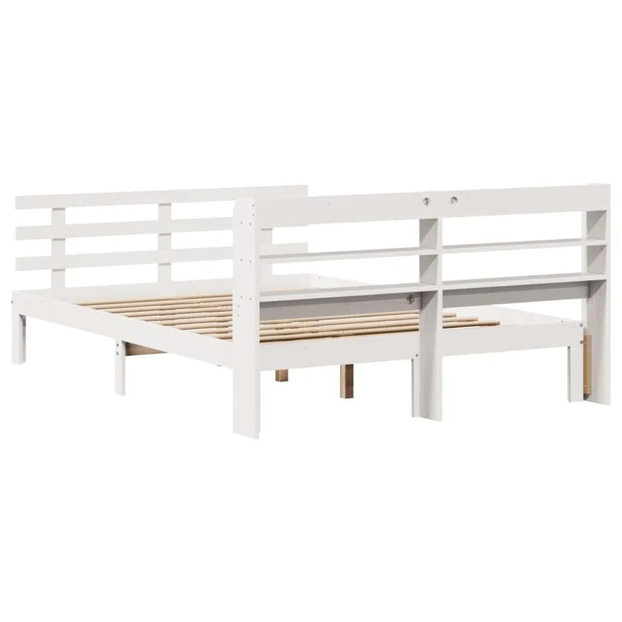 Cadre de lit et tête de lit sans matelas blanc 135x190 cm - 8
