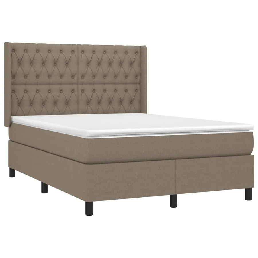 Sommier à lattes de lit matelas et LED Taupe 140x200 cm Tissu - 4