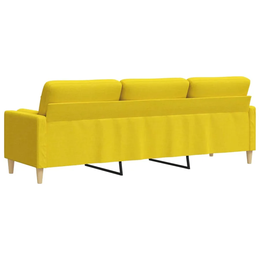 Canapé 3 places avec oreillers jaune clair 210 cm tissu - 5