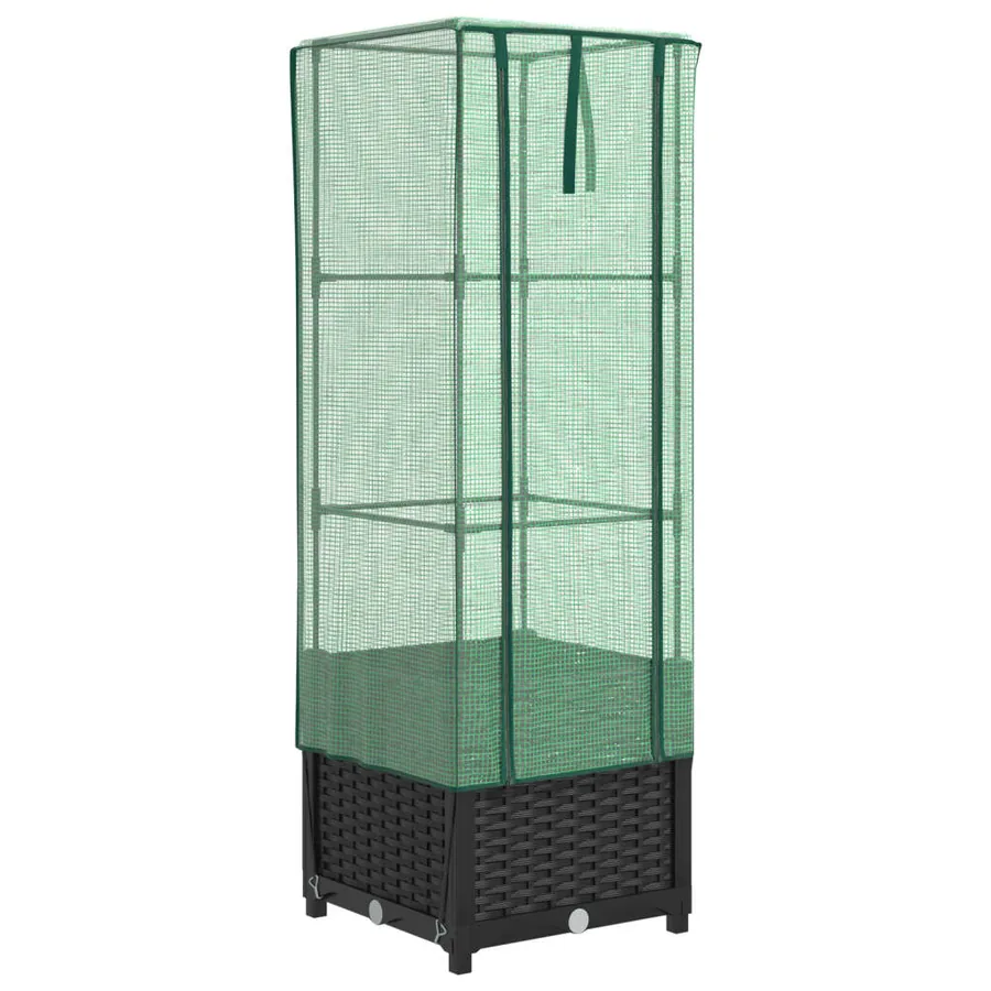 Jardinière surélevée avec housse aspect rotin 40x40x139 cm - 2