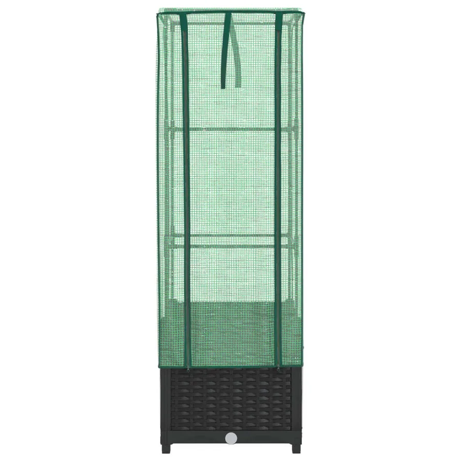Jardinière surélevée avec housse aspect rotin 40x40x139 cm - 4