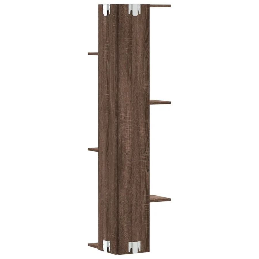 Étagère d'angle murale chêne marron bois d'ingénierie - 6
