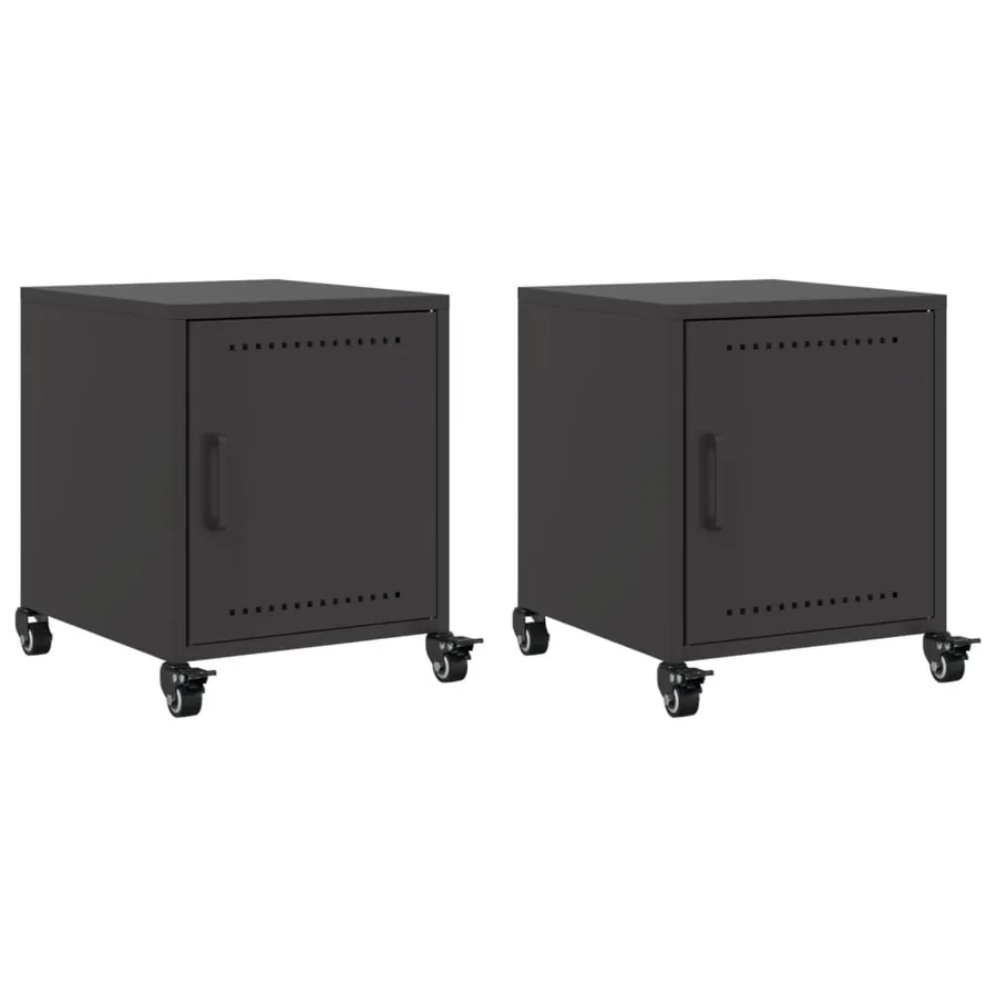 Tables de chevet 2 pcs noir 36x39x43,5 cm acier - 2