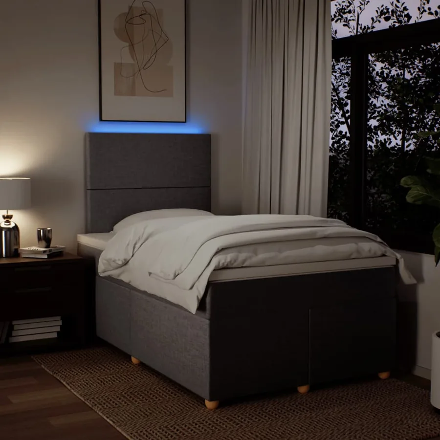 Sommier à lattes de lit avec matelas taupe 120x190 cm tissu - 4
