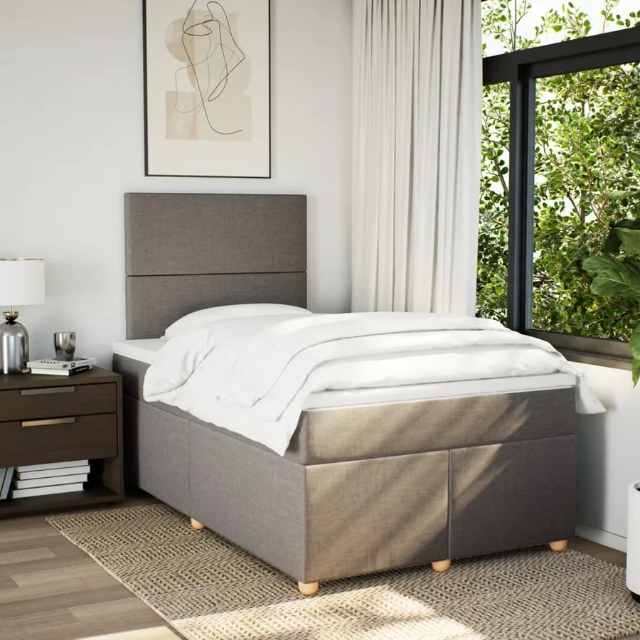 Sommier à lattes de lit avec matelas taupe 120x190 cm tissu - 5