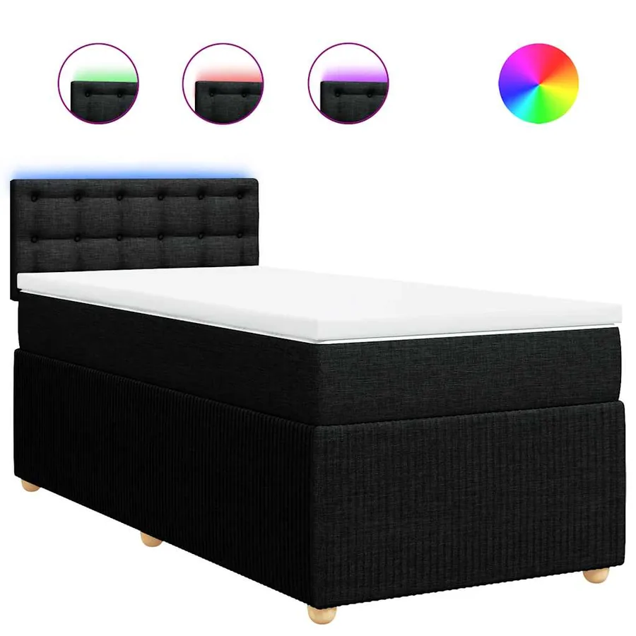Sommier à lattes de lit avec matelas Noir 90x190 cm Tissu - 2