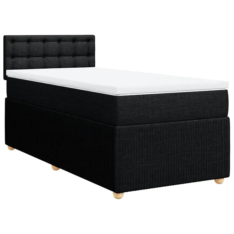 Sommier à lattes de lit avec matelas Noir 90x190 cm Tissu - 3