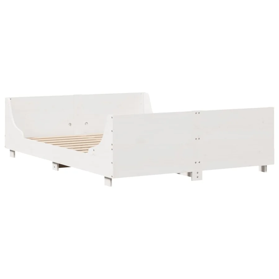 Cadre de lit sans matelas blanc 135x190 cm bois de pin massif - 3