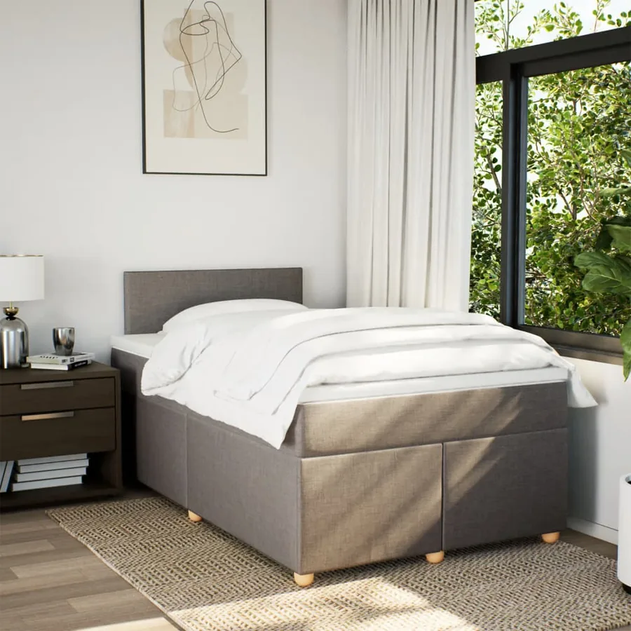 Sommier à lattes de lit avec matelas Taupe 120x200 cm Tissu - 4