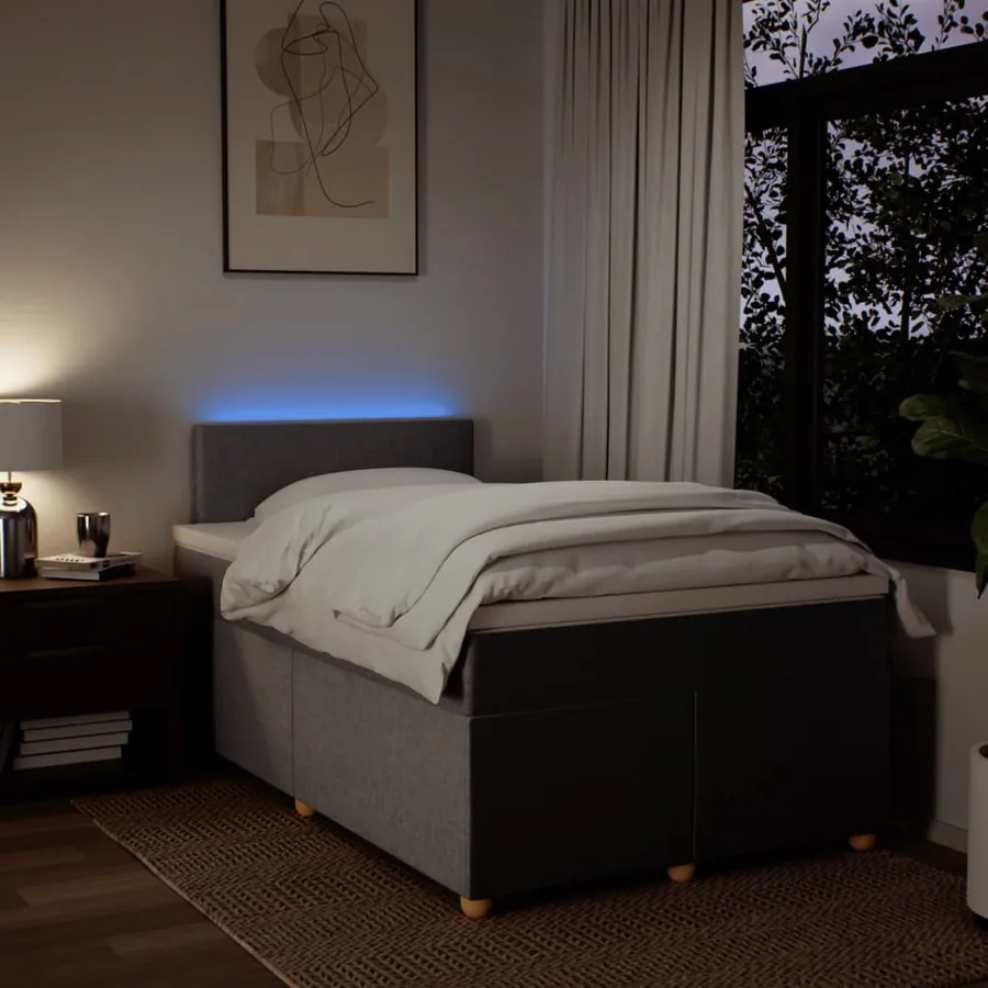 Sommier à lattes de lit avec matelas Taupe 120x200 cm Tissu - 5