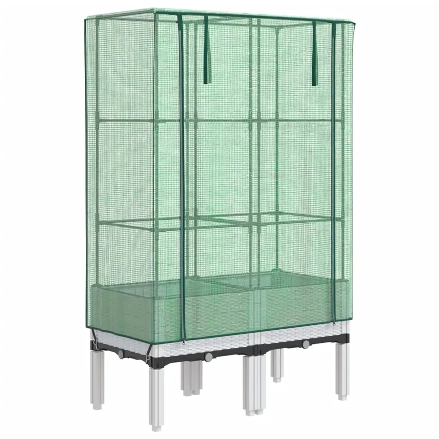 Jardinière surélevée avec housse aspect rotin 80x40x140 cm - 2