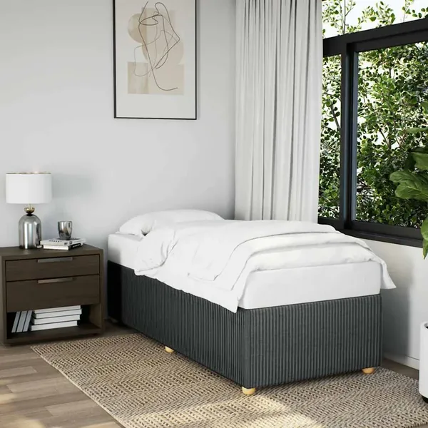 Cadre de lit sans matelas gris foncé 90x190 cm simple tissu