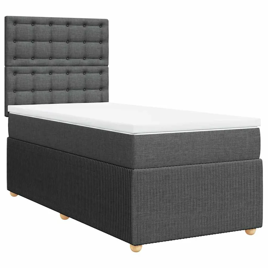 Sommier à lattes de lit et matelas Gris foncé 90x190 cm Tissu - 2