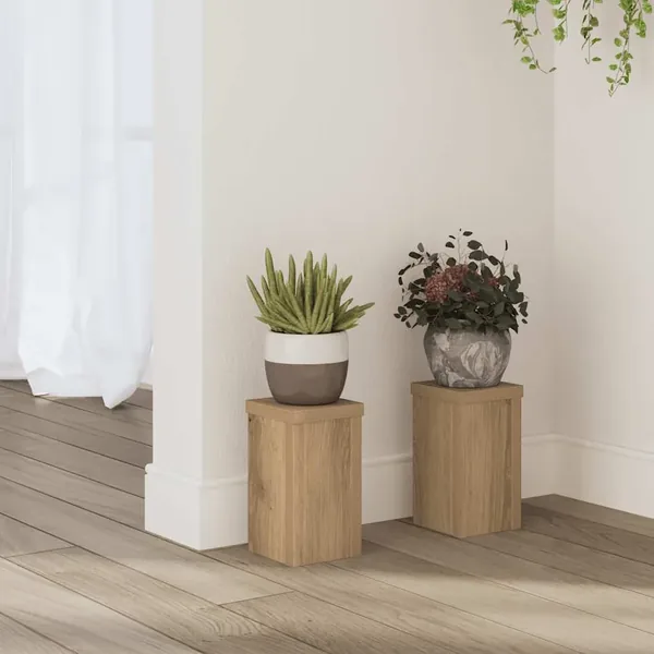 Supports pour plantes 2 pcs chêne artisanal bois d'ingénierie