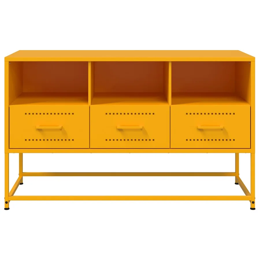 Meuble TV jaune moutarde 100,5x39x60,5 cm acier - 6