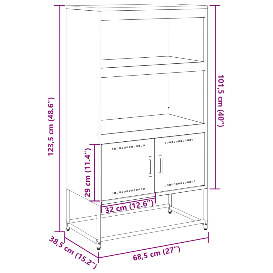 Buffet haut blanc 68,5x38,5x123,5 cm acier - 12