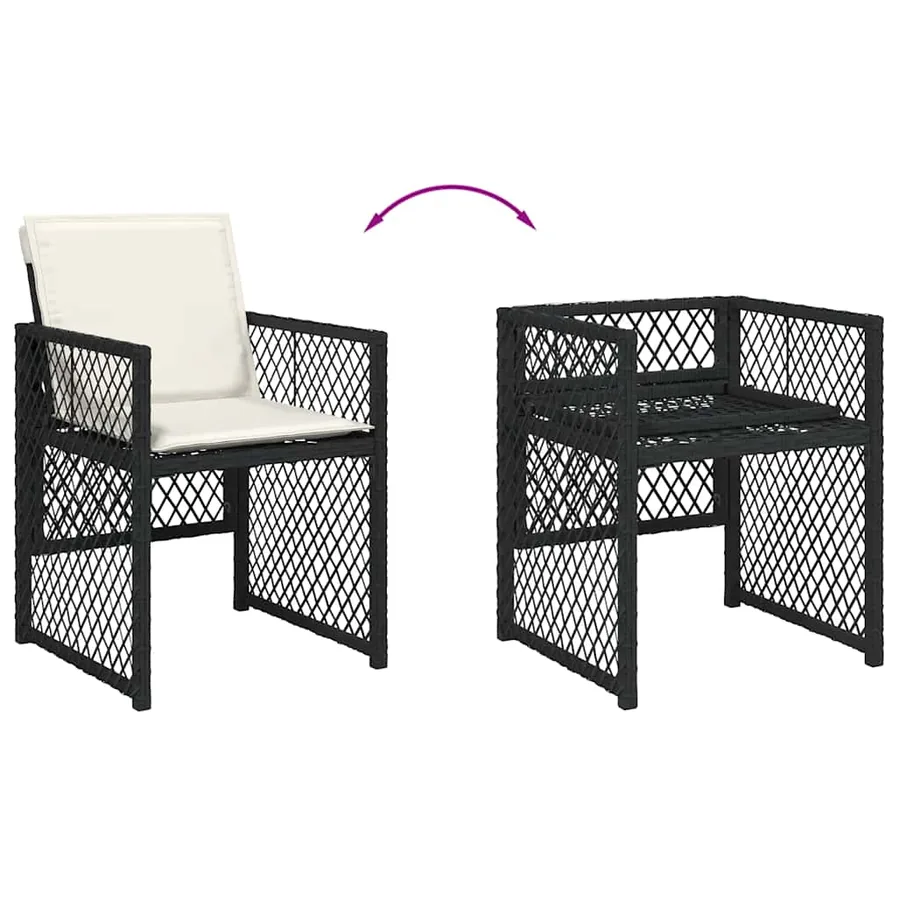 Ensemble à manger de jardin 11 pcs coussins noir résine tressée - 7