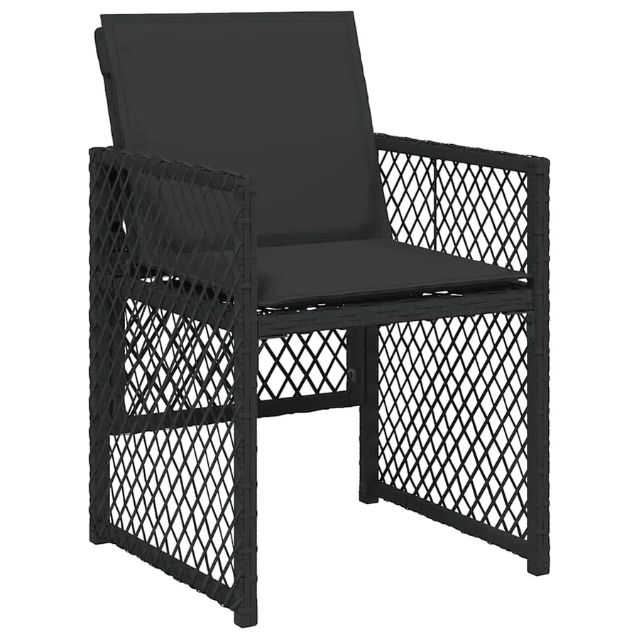 Ensemble à manger de jardin coussins 7 pcs noir résine tressée - 4