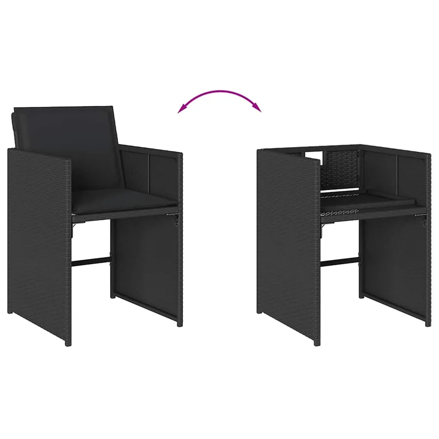 Ensemble à manger de jardin 9pcs coussins noir résine tressée - 6