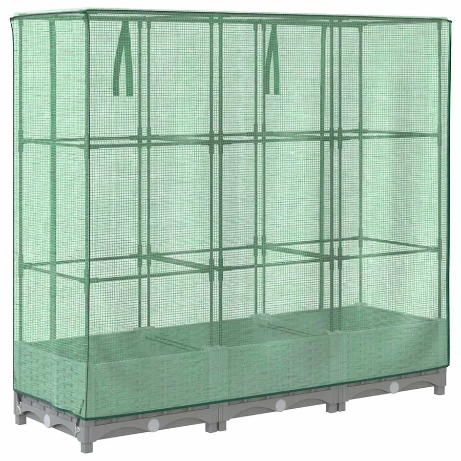 Jardinière surélevée avec housse aspect rotin 120x40x123 cm - 6