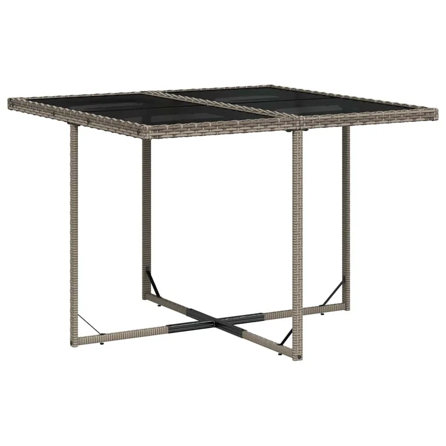 Ensemble à manger de jardin 9 pcs coussins gris résine tressée - 4