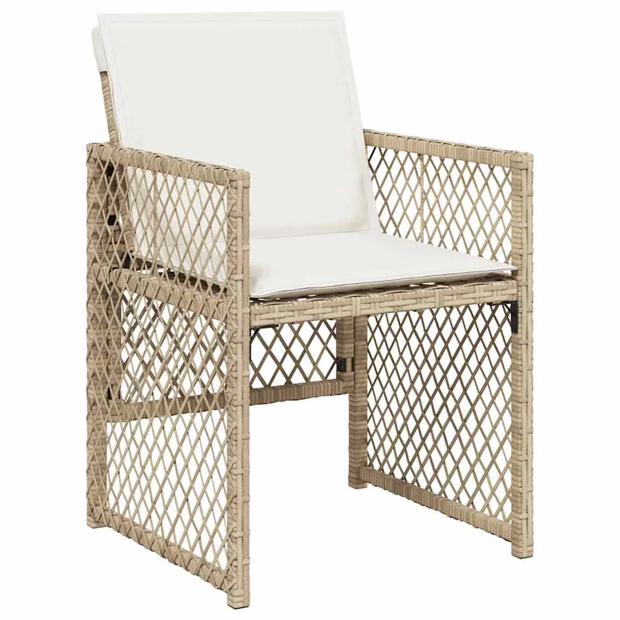 Ensemble à manger de jardin et coussins 15 pcs beige - 4