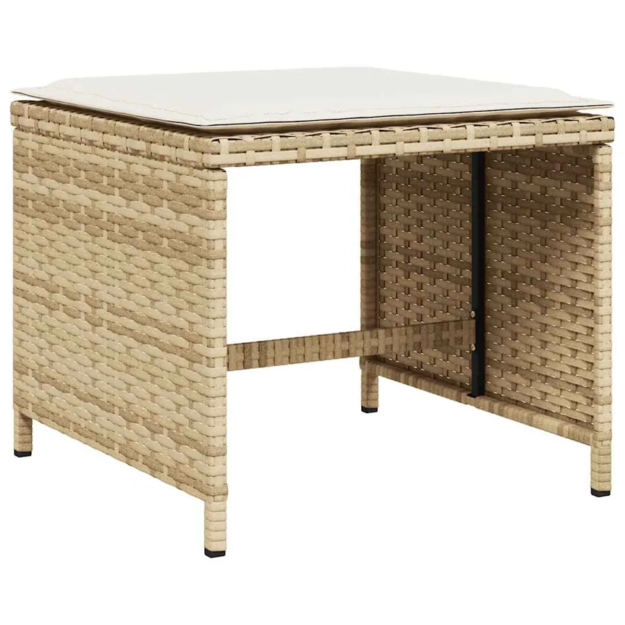 Ensemble à manger de jardin et coussins 15 pcs beige - 6
