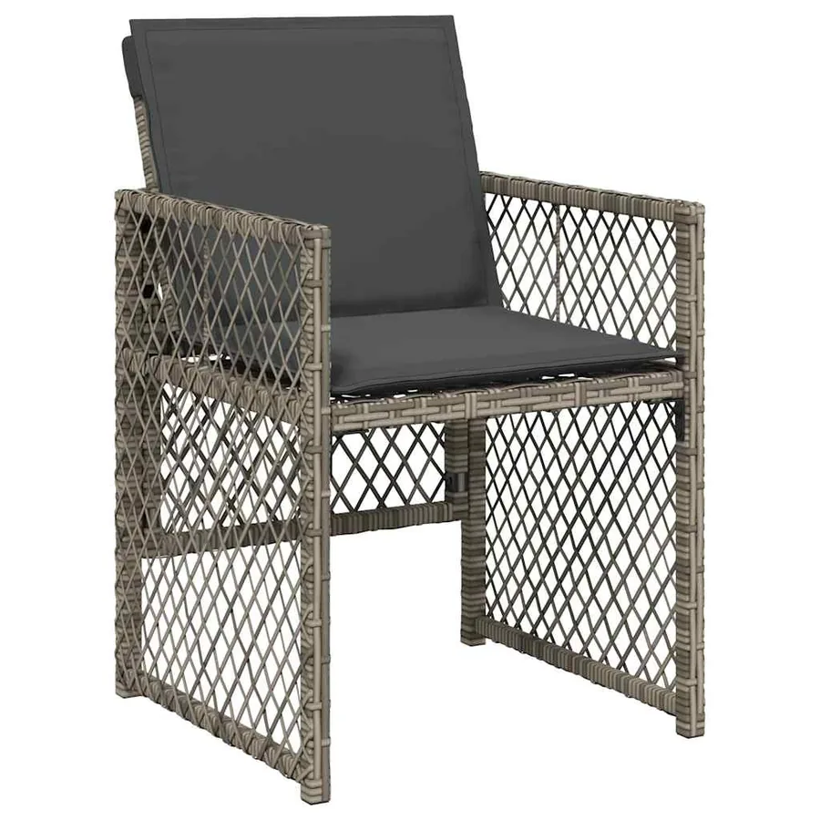 Ensemble à manger de jardin 9 pcs coussins gris résine tressée - 4