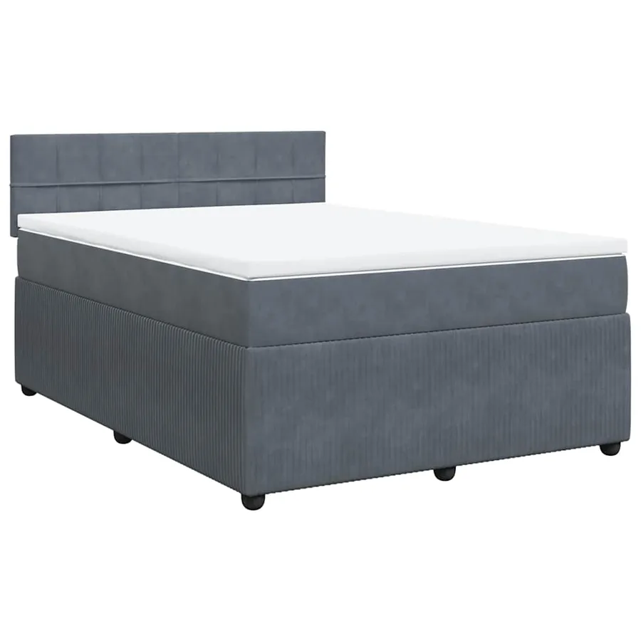 Sommier à lattes de lit et matelas Gris foncé 140x200cm Velours - 2