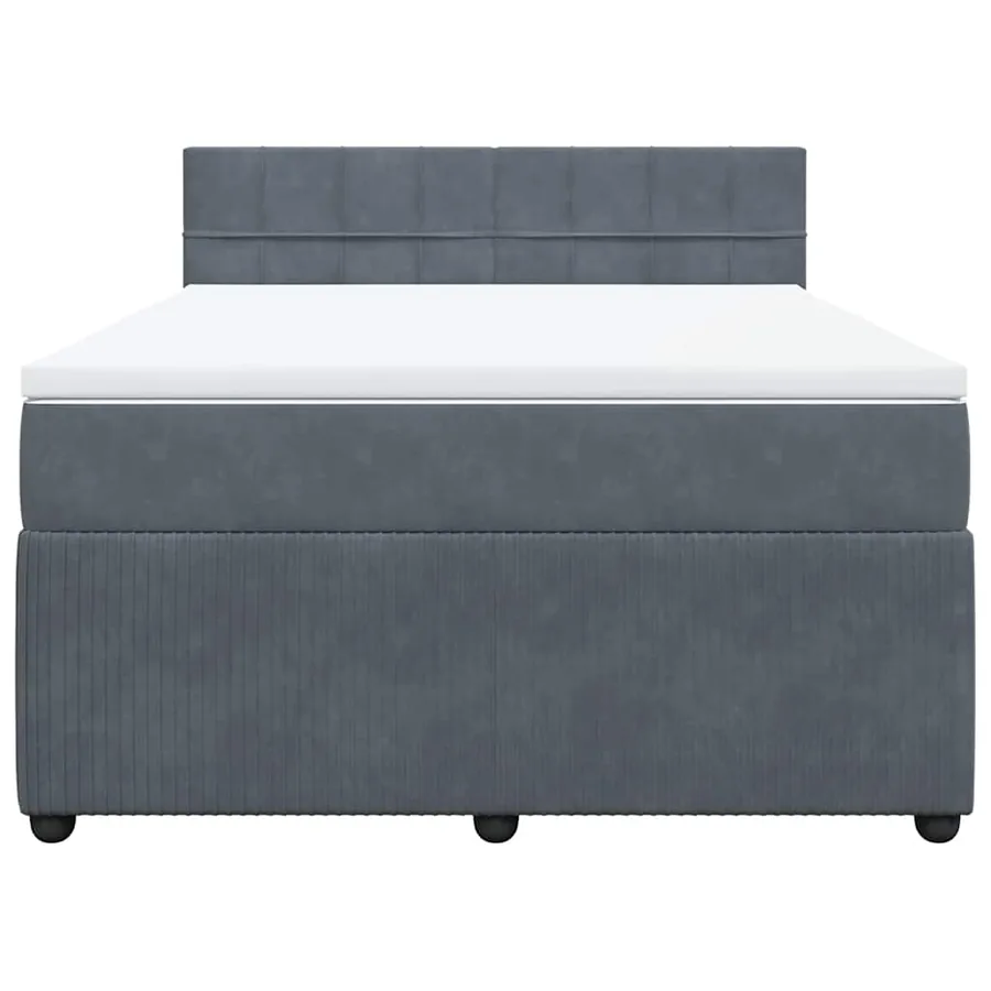 Sommier à lattes de lit et matelas Gris foncé 140x200cm Velours - 4
