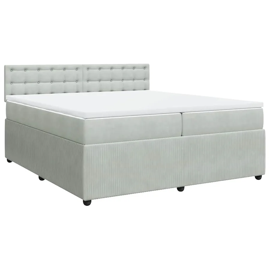 Sommier à lattes de lit et matelas Gris clair 200x200cm Velours - 2