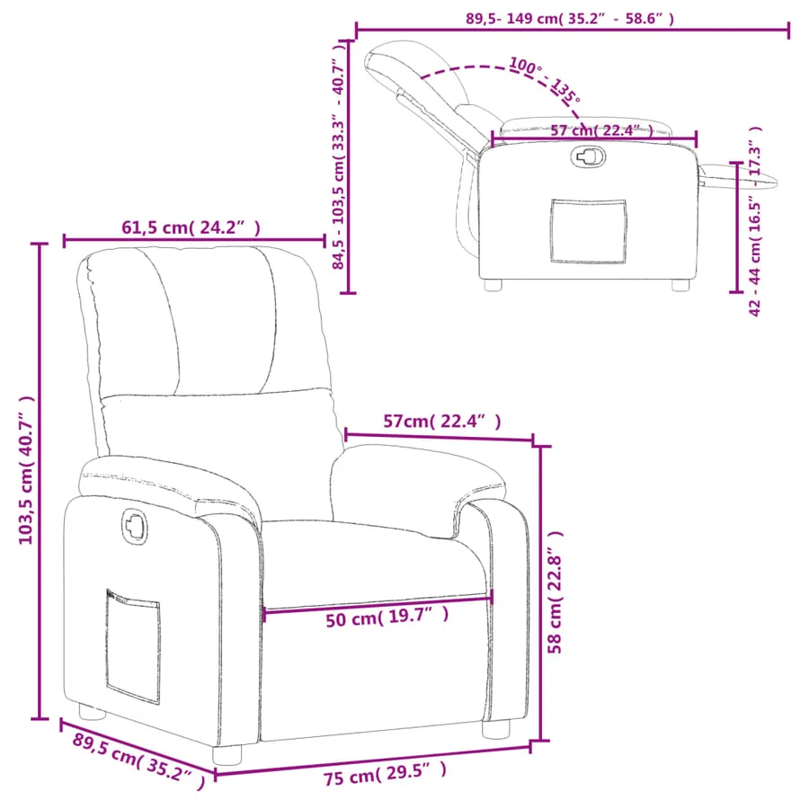 Fauteuil inclinable noir tissu microfibre - 11