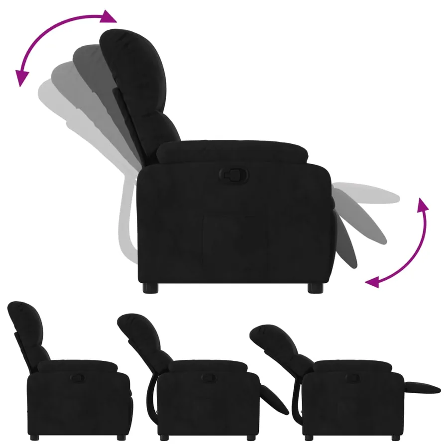Fauteuil inclinable noir tissu microfibre - 4