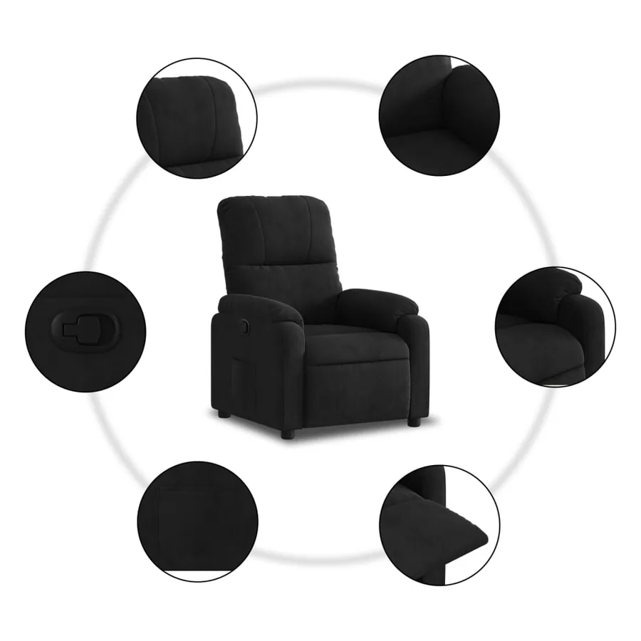 Fauteuil inclinable noir tissu microfibre - 5