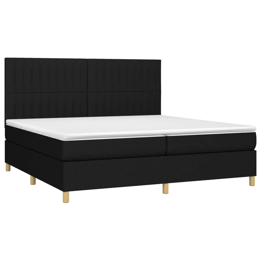 Sommier à lattes de lit et matelas et LED Noir 200x200 cm Tissu - 3