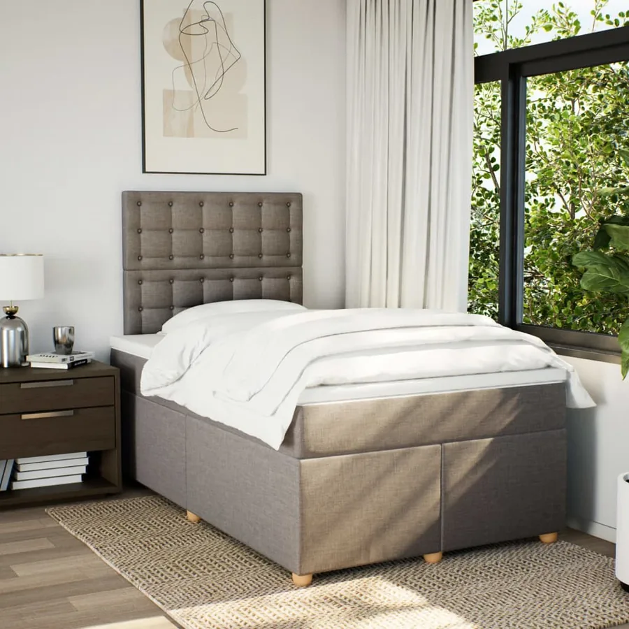 Sommier à lattes de lit avec matelas taupe 120x190 cm tissu - 5