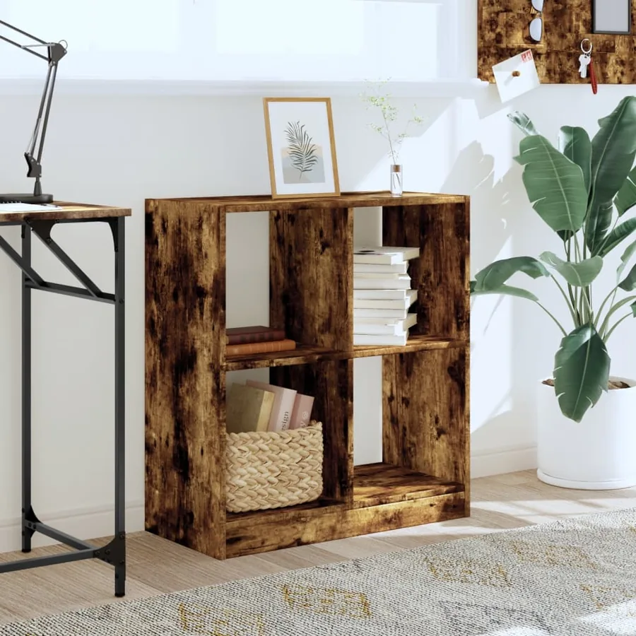 Bibliothèque chêne fumé 68,5x32x75 cm bois d'ingénierie - 3