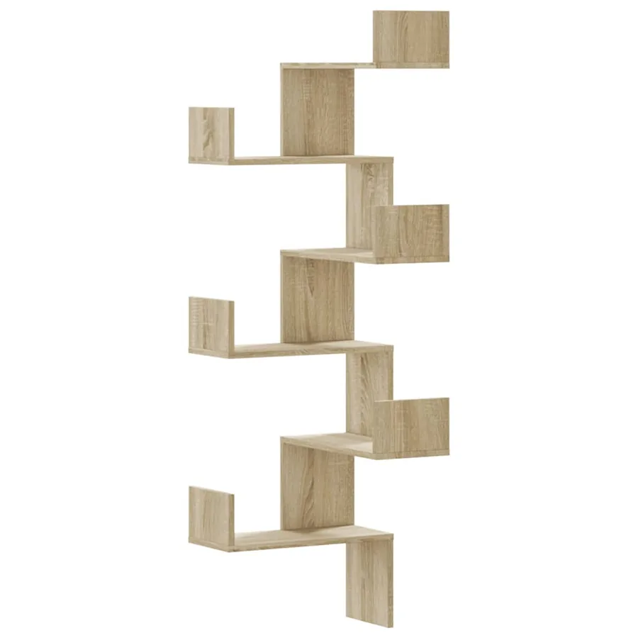 Étagère d'angle murale chêne sonoma 45x45x147cm bois ingénierie - 2