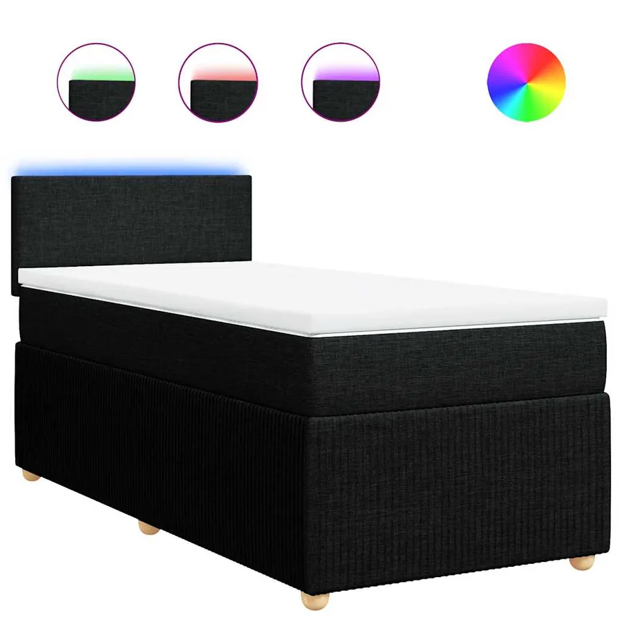 Sommier à lattes de lit avec matelas Noir 90x190 cm Tissu - 2
