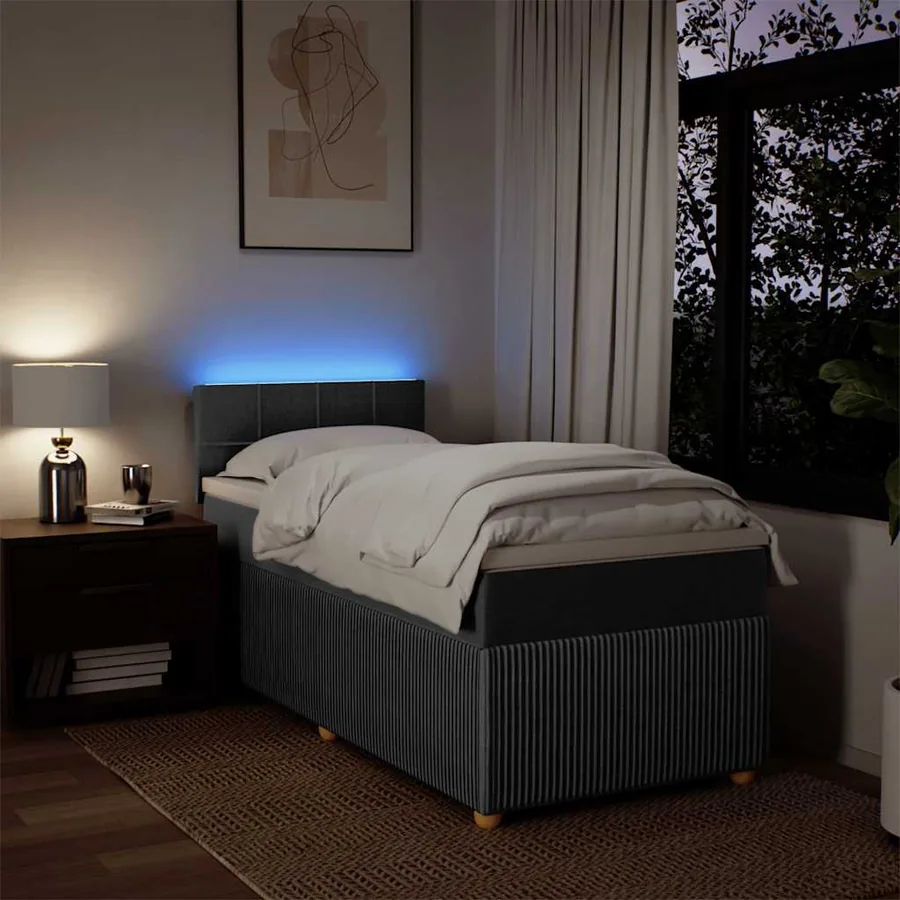 Sommier à lattes de lit et matelas Gris foncé 90x190 cm Tissu - 5