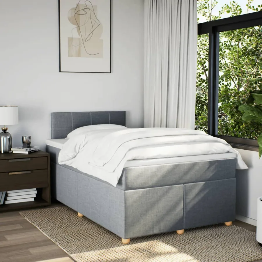 Sommier à lattes de lit avec matelas Gris clair 120x200cm Tissu - 3