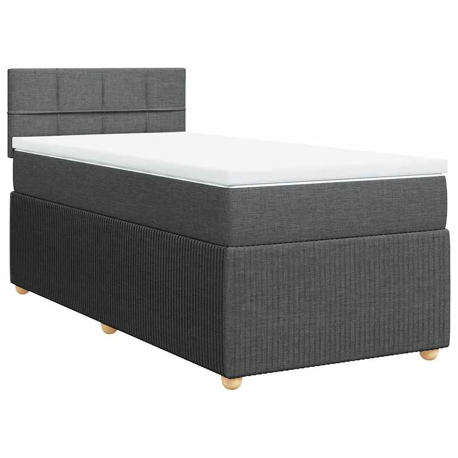 Sommier à lattes de lit et matelas Gris foncé 90x190 cm Tissu - 2