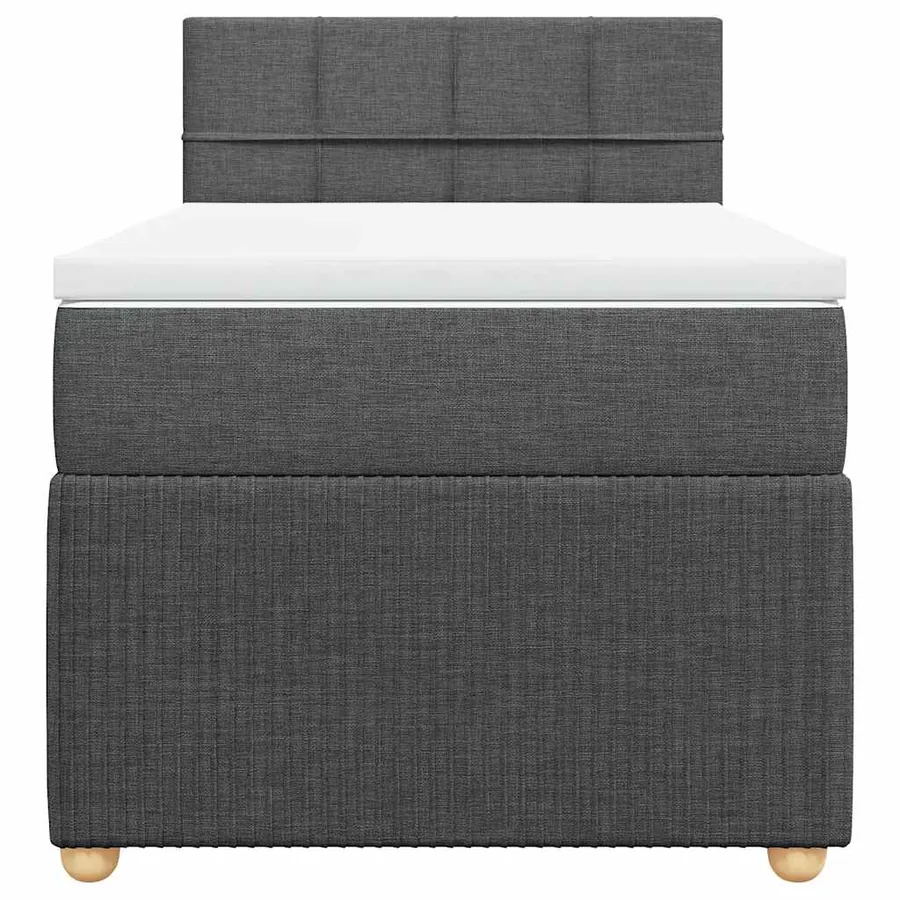 Sommier à lattes de lit et matelas Gris foncé 90x190 cm Tissu - 4