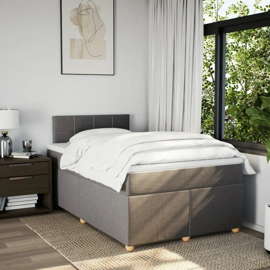 Sommier à lattes de lit avec matelas Taupe 120x200 cm Tissu - 3