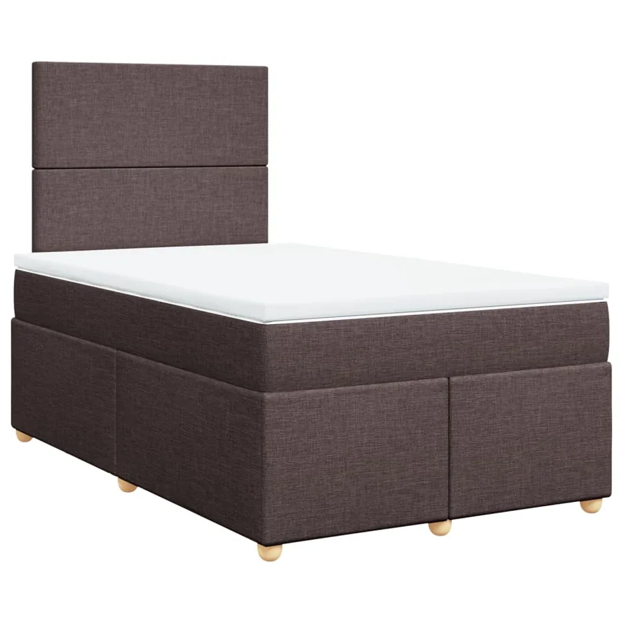 Sommier à lattes de lit et matelas marron foncé 120x190cm tissu - 2